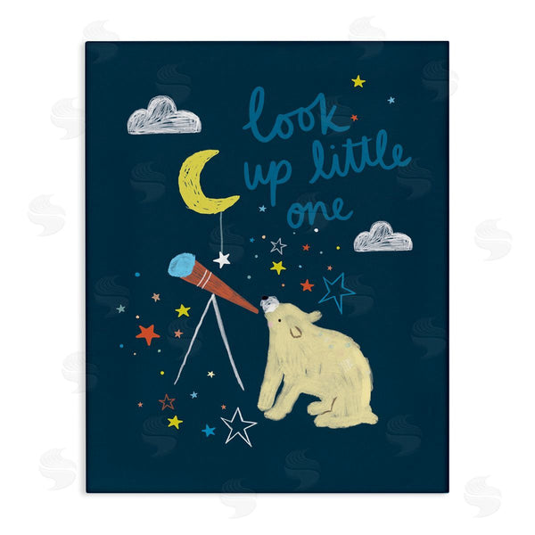 stupell industries Lisa Barlow | Look Up Little One Phrase Kid's Telescope Bear Wall Art