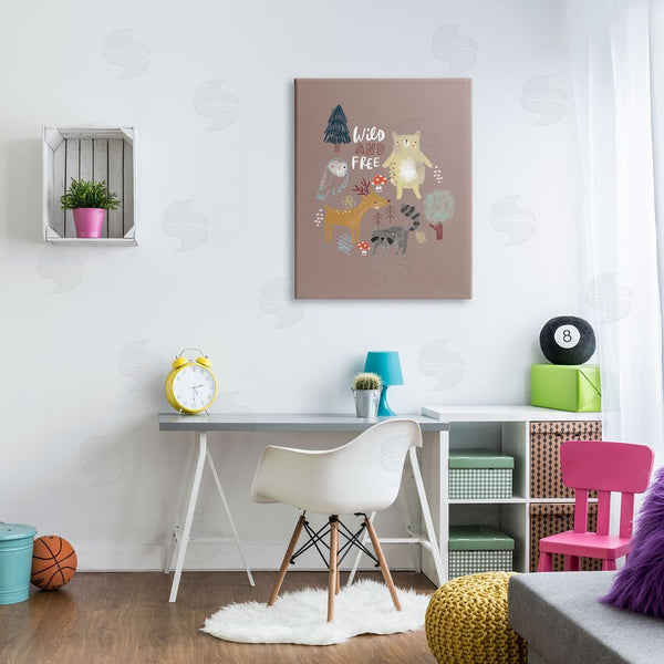 Stupell Industries Lisa Barlow | Wild And Free Kid's Forest Beer Owl Racoon Wall Art