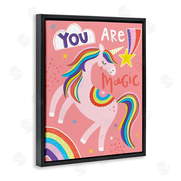 Stupell Industries Lisa Barlow | You Are Magic Phrase Pink Unicorn Rainbow Wall Art