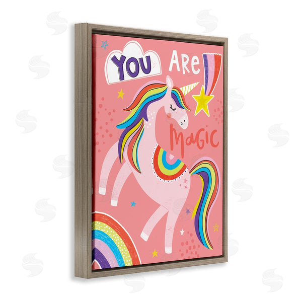 Stupell Industries Lisa Barlow | You Are Magic Phrase Pink Unicorn Rainbow Wall Art