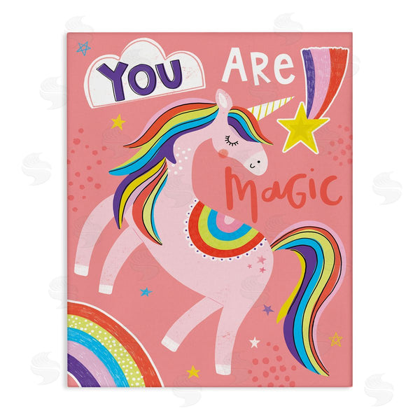 stupell industries Lisa Barlow | You Are Magic Phrase Pink Unicorn Rainbow Wall Art