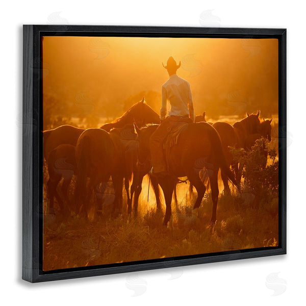 Stupell Industries Lisa Dearing | Warm Sunlit Cowboy Riding Horse Rural Ranch Wall Art