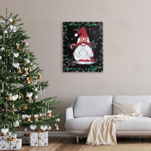 Stupell Industries Lisa Kennedy | Joyful Red Gnome & Cardinal Holly Botanical Border Wall Art