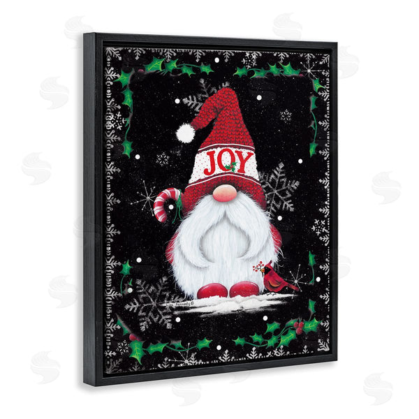 Stupell Industries Lisa Kennedy | Joyful Red Gnome & Cardinal Holly Botanical Border Wall Art