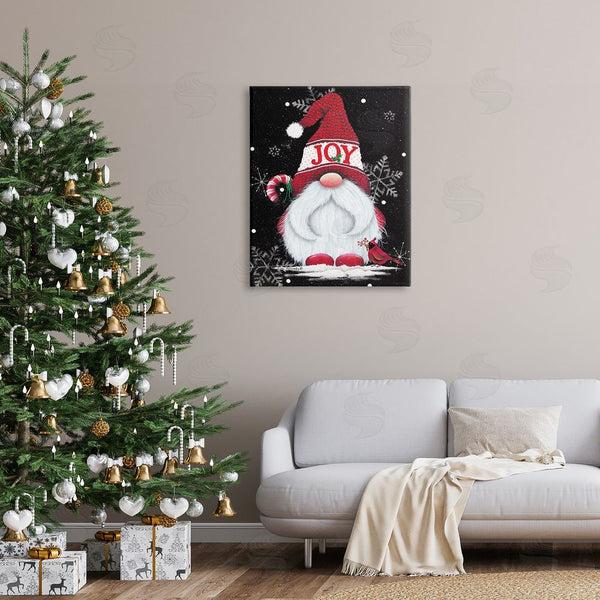 Stupell Industries Lisa Kennedy | Red Holiday Gnome Candy Cane Snowflakes Pattern Wall Art