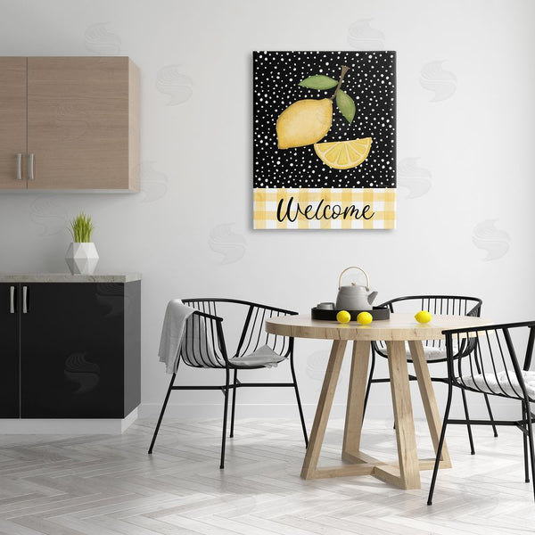 Stupell Industries Lisa Larson | Country Welcome Sign Polka Dot Pattern Lemons Wall Art