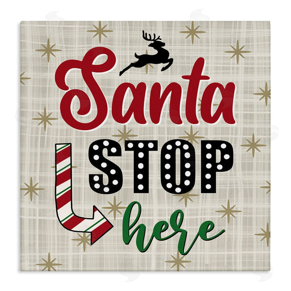 stupell industries Lisa Larson | Santa Stop Here Retro Holiday Wall Art
