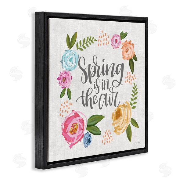 Stupell Industries Lisa Larson | Spring's In The Air Motivational Phrase Abstract Blooming Flowers Wall Art