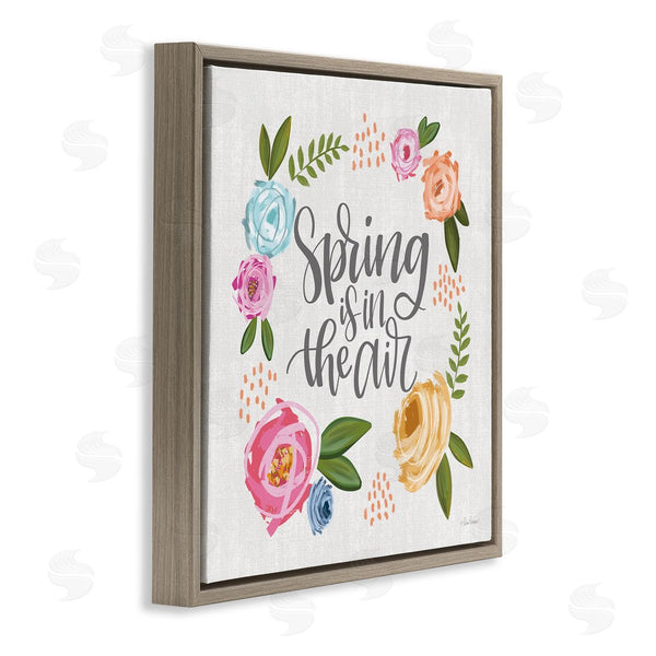 Stupell Industries Lisa Larson | Spring's In The Air Motivational Phrase Abstract Blooming Flowers Wall Art