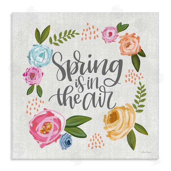 stupell industries Lisa Larson | Spring's in the Air Motivational Phrase Abstract Blooming Flowers Wall Art