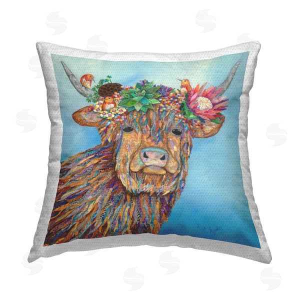 Stupell Industries Lisa Morales | Abstract Hues Cow Flower Crown Printed Throw Pillow