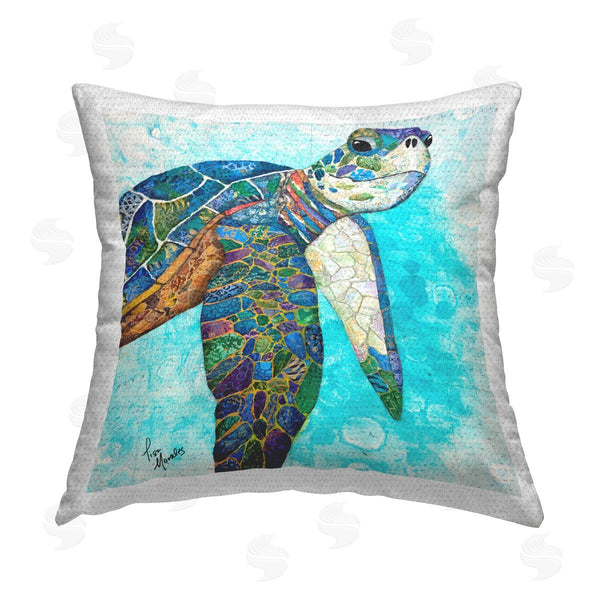 Stupell Industries Lisa Morales | Abstract Mosaic Sea Turtle Printed Throw Pillow