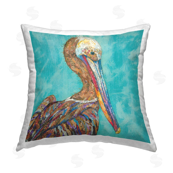 stupell industries Lisa Morales | Abstract Pelican Bird Collage Printed Throw Pillow