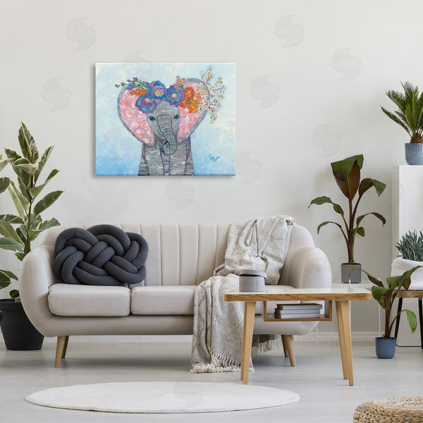 Stupell Industries Lisa Morales | Baby Elephant & Mouse Decorated Flower Blossoms Collage Wall Art