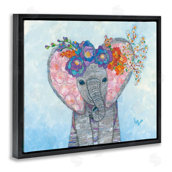 Stupell Industries Lisa Morales | Baby Elephant & Mouse Decorated Flower Blossoms Collage Wall Art