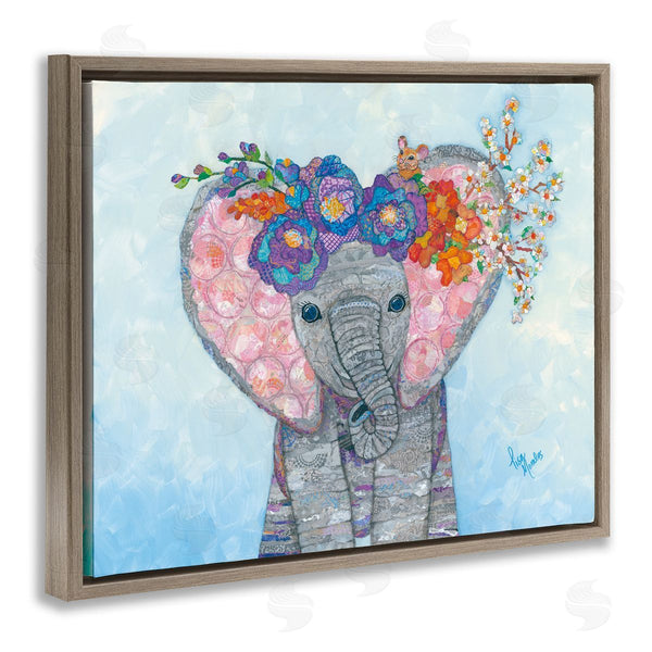 Stupell Industries Lisa Morales | Baby Elephant & Mouse Decorated Flower Blossoms Collage Wall Art