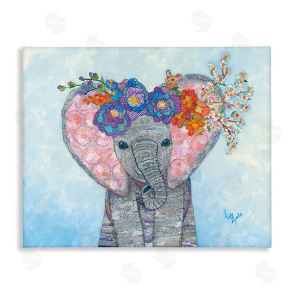 stupell industries Lisa Morales | Baby Elephant & Mouse Decorated Flower Blossoms Collage Wall Art