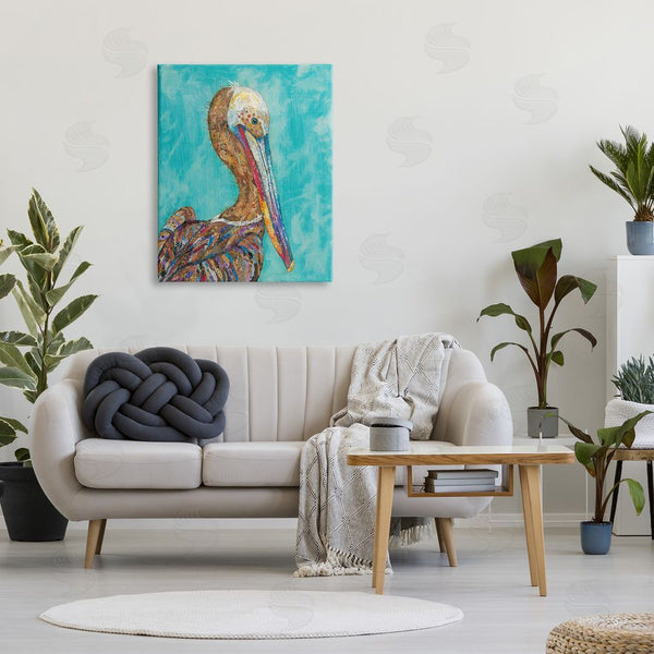Stupell Industries Lisa Morales | Beautiful Pelican Bird Vivid Collaged Patterns Design Wall Art