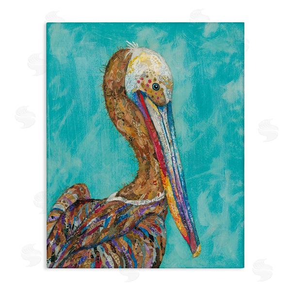stupell industries Lisa Morales | Beautiful Pelican Bird Vivid Collaged Patterns Design Wall Art