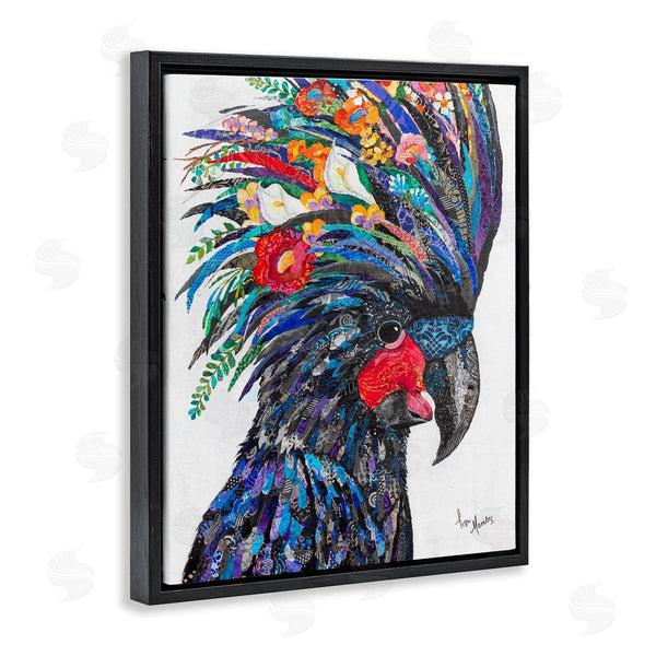 Stupell Industries Lisa Morales | Black Palm Cockatoo Bird Floral Pattern Collage Wall Art