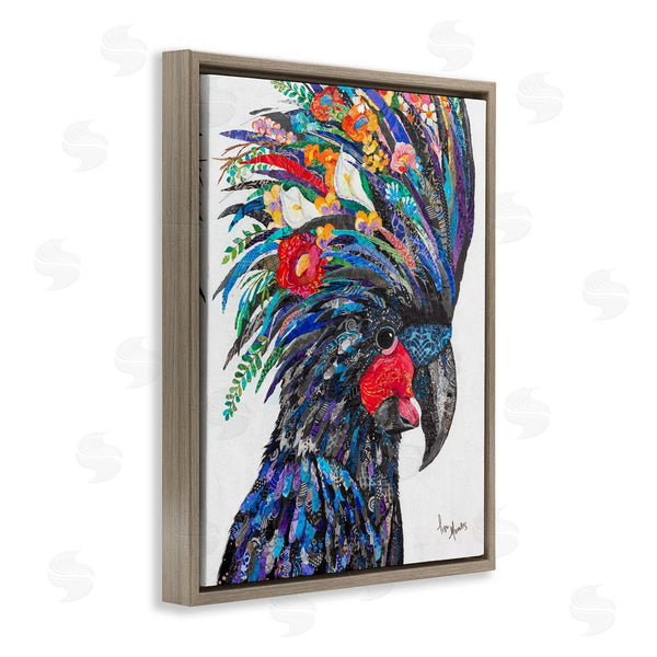 Stupell Industries Lisa Morales | Black Palm Cockatoo Bird Floral Pattern Collage Wall Art