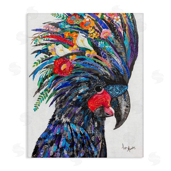 stupell industries Lisa Morales | Black Palm Cockatoo Bird Floral Pattern Collage Wall Art