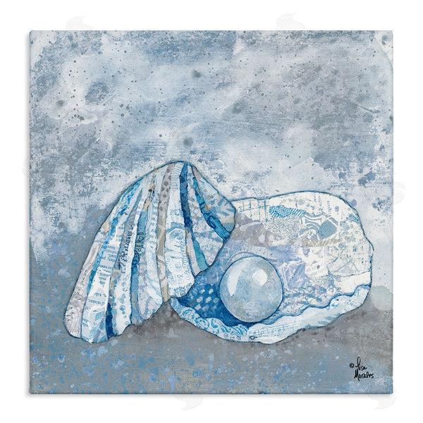 stupell industries Lisa Morales | Blue Abstract Clam Pearl