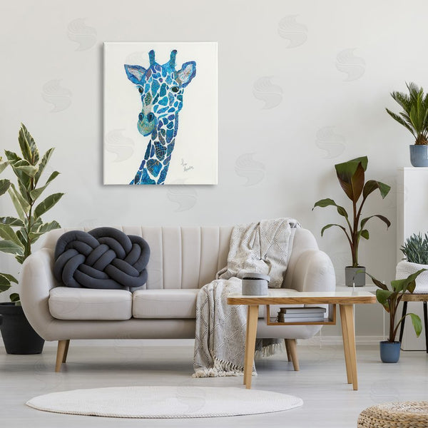 Stupell Industries Lisa Morales | Blue Giraffe Varied Collage Assortment Animal Painting Wall Art