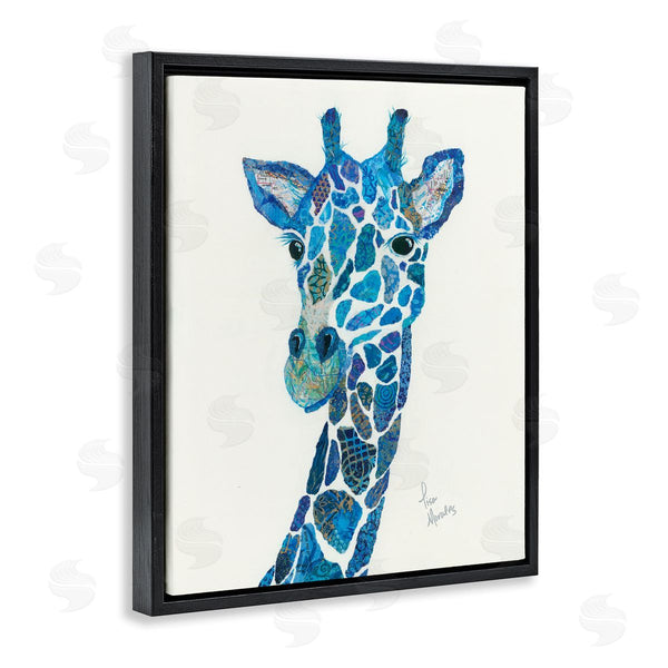 Stupell Industries Lisa Morales | Blue Giraffe Varied Collage Assortment Animal Painting Wall Art