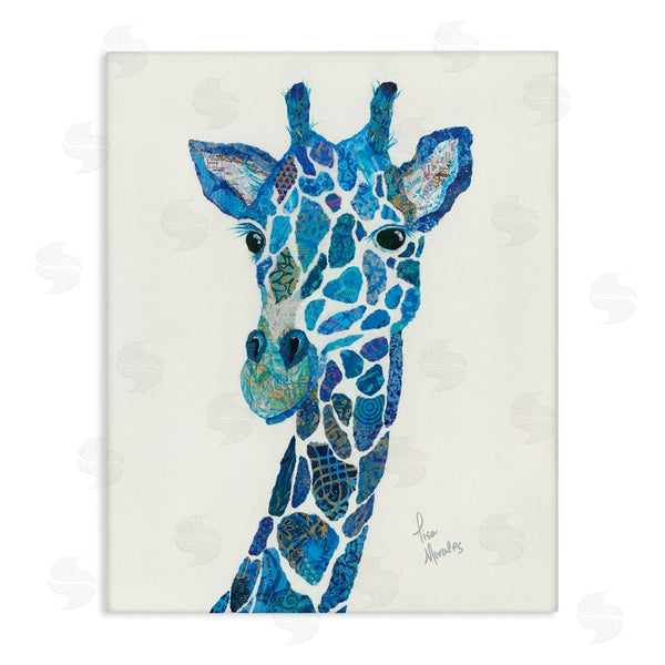 stupell industries Lisa Morales | Blue Giraffe Varied Collage Assortment Animal Painting Wall Art