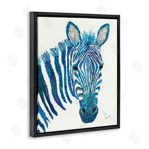 Stupell Industries Lisa Morales | Blue Zebra Stripes Wildlife Collage Portrait Wall Art