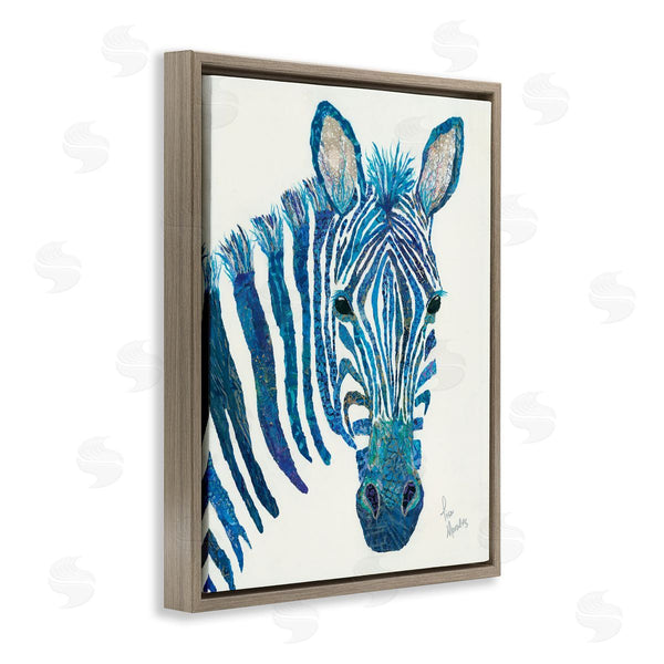 Stupell Industries Lisa Morales | Blue Zebra Stripes Wildlife Collage Portrait Wall Art