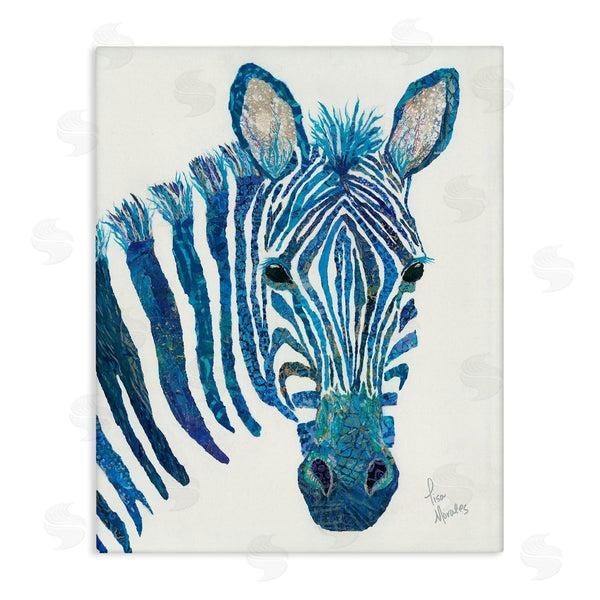stupell industries Lisa Morales | Blue Zebra Stripes Wildlife Collage Portrait Wall Art