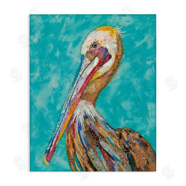stupell industries Lisa Morales | Bold Pelican Bird Varied Collage Pattern Stripes Wall Art
