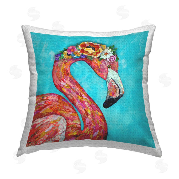 Stupell Industries Lisa Morales | Bold Pink Flamingo Floral Garland Printed Throw Pillow