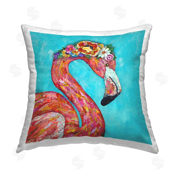 stupell industries Lisa Morales | Bold Pink Flamingo Floral Garland Printed Throw Pillow