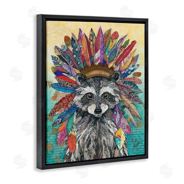 Stupell Industries Lisa Morales | Bold Tribal Raccoon Mixed Ephemera Collage Painting Wall Art