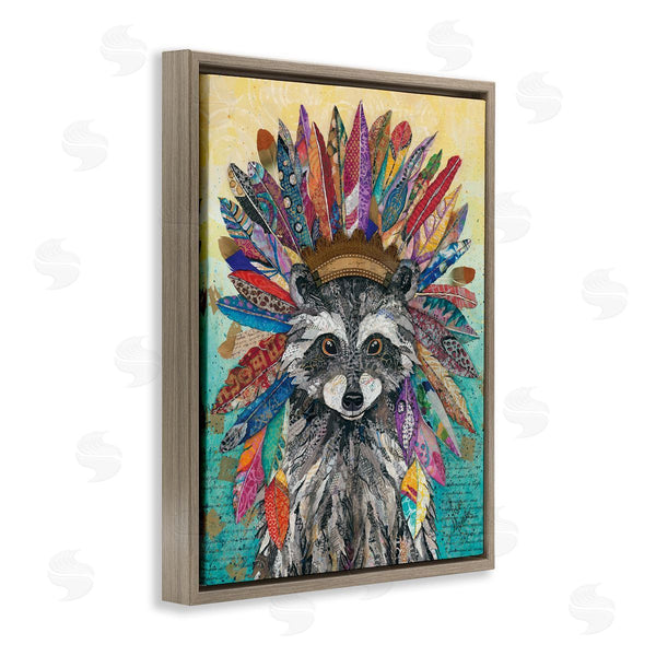 Stupell Industries Lisa Morales | Bold Tribal Raccoon Mixed Ephemera Collage Painting Wall Art