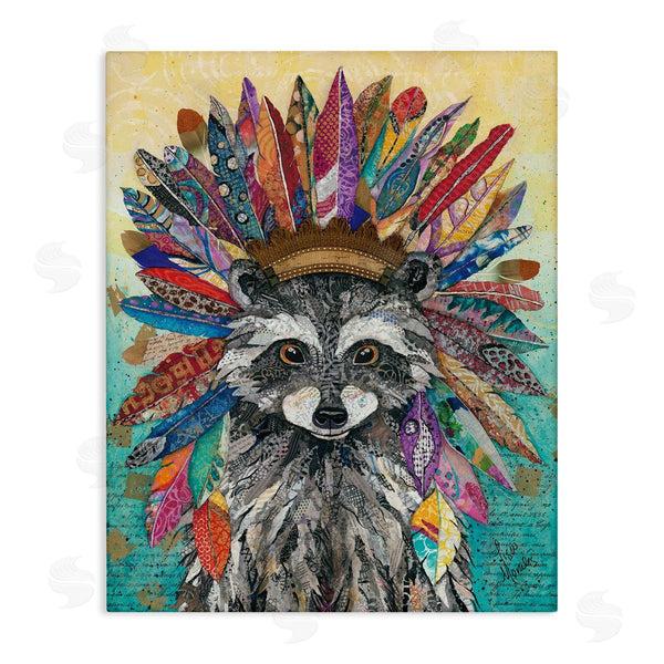 stupell industries Lisa Morales | Bold Tribal Raccoon Mixed Ephemera Collage Painting Wall Art