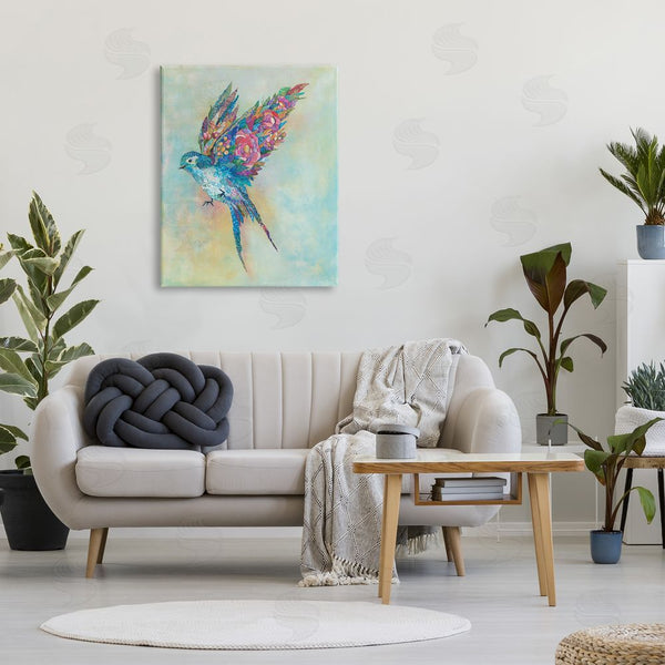Stupell Industries Lisa Morales | Botanical Swallow Floral Blossom Wings Bird Painting Wall Art