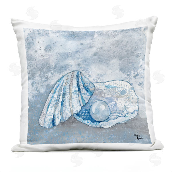 Stupell Industries Lisa Morales | Collage Patterned Clamshell Nautical Pearl Design Printed Throw Pillow