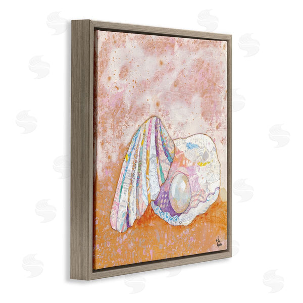 Stupell Industries Lisa Morales | Collaged Clam Shell Pearl Mixed Speckled Ephemera Wall Art
