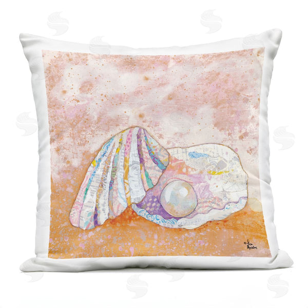 Stupell Industries Lisa Morales | Collaged Clamshell Pearl Nautical Beach Shore Printed Throw Pillow