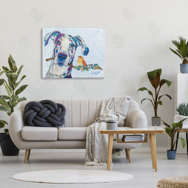 Stupell Industries Lisa Morales | Dane & Songbird Perched Branch Floral Dog Collage Wall Art