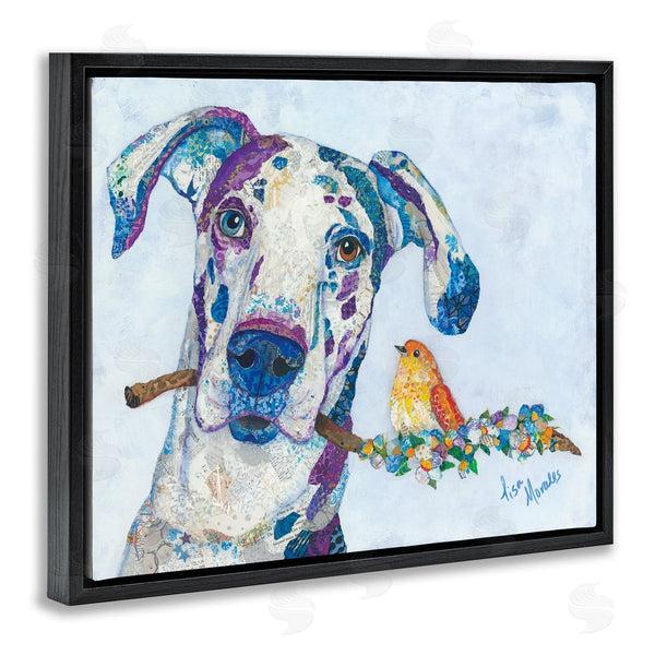 Stupell Industries Lisa Morales | Dane & Songbird Perched Branch Floral Dog Collage Wall Art