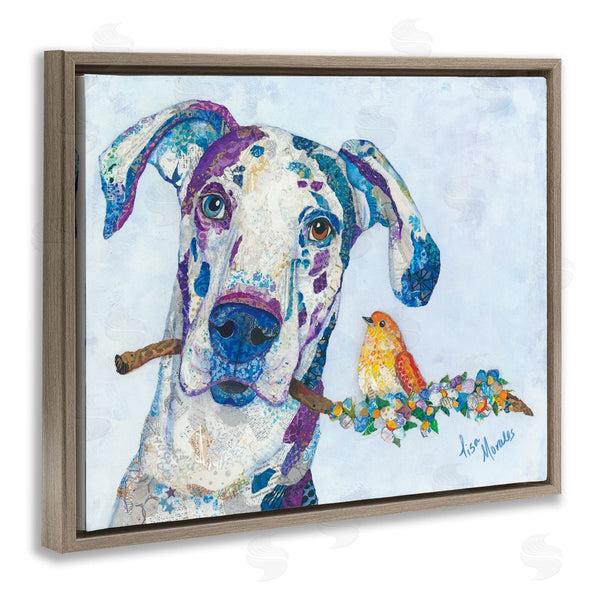 Stupell Industries Lisa Morales | Dane & Songbird Perched Branch Floral Dog Collage Wall Art