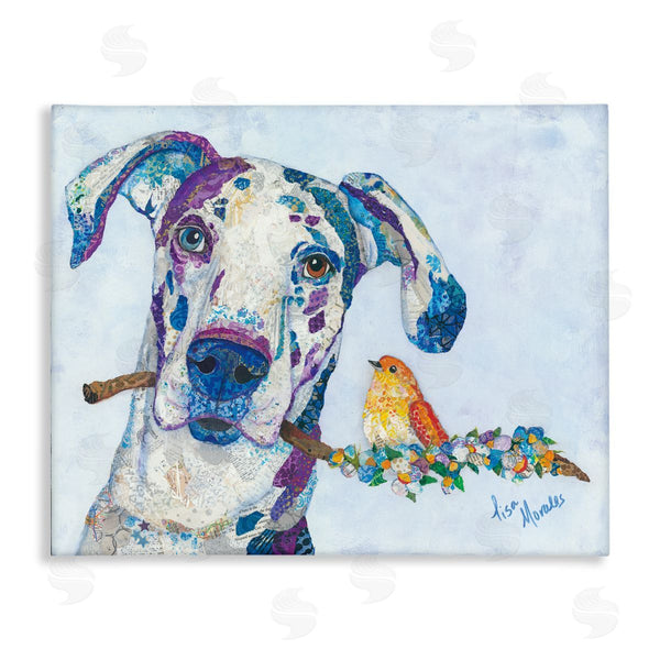 stupell industries Lisa Morales | Dane & Songbird Perched Branch Floral Dog Collage Wall Art