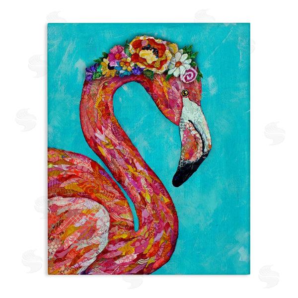 stupell industries Lisa Morales | Floral Flamingo Bird Bold Saturated Blossoms Collage Wall Art