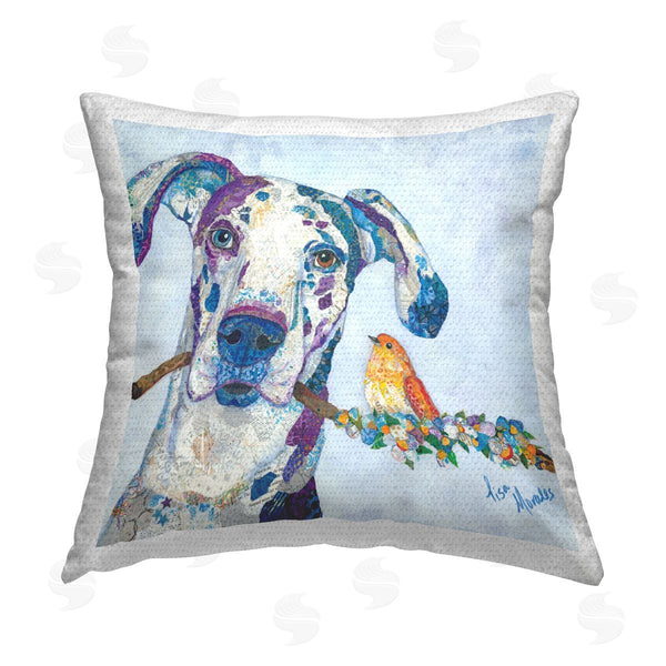Stupell Industries Lisa Morales | Happy Animal Friends Dog & Bird Printed Throw Pillow