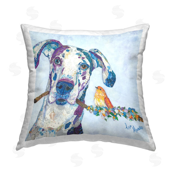 stupell industries Lisa Morales | Happy Animal Friends Dog & Bird Printed Throw Pillow
